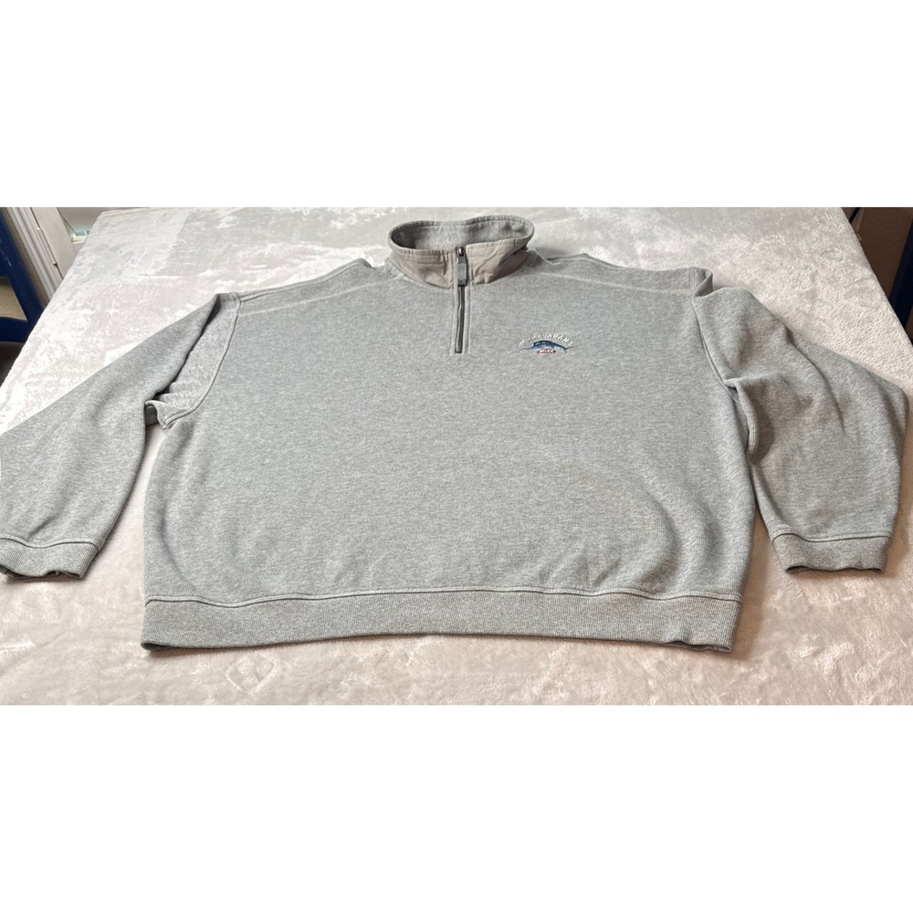 Tommy Bahama Relax 2XL Tall Men's Gray Pullover‎ 1/4 Zip Long Sleeve Sweatshirt